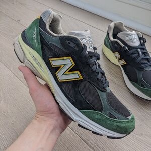 New Balance 990v3 Black Green Yellow men's 11.5